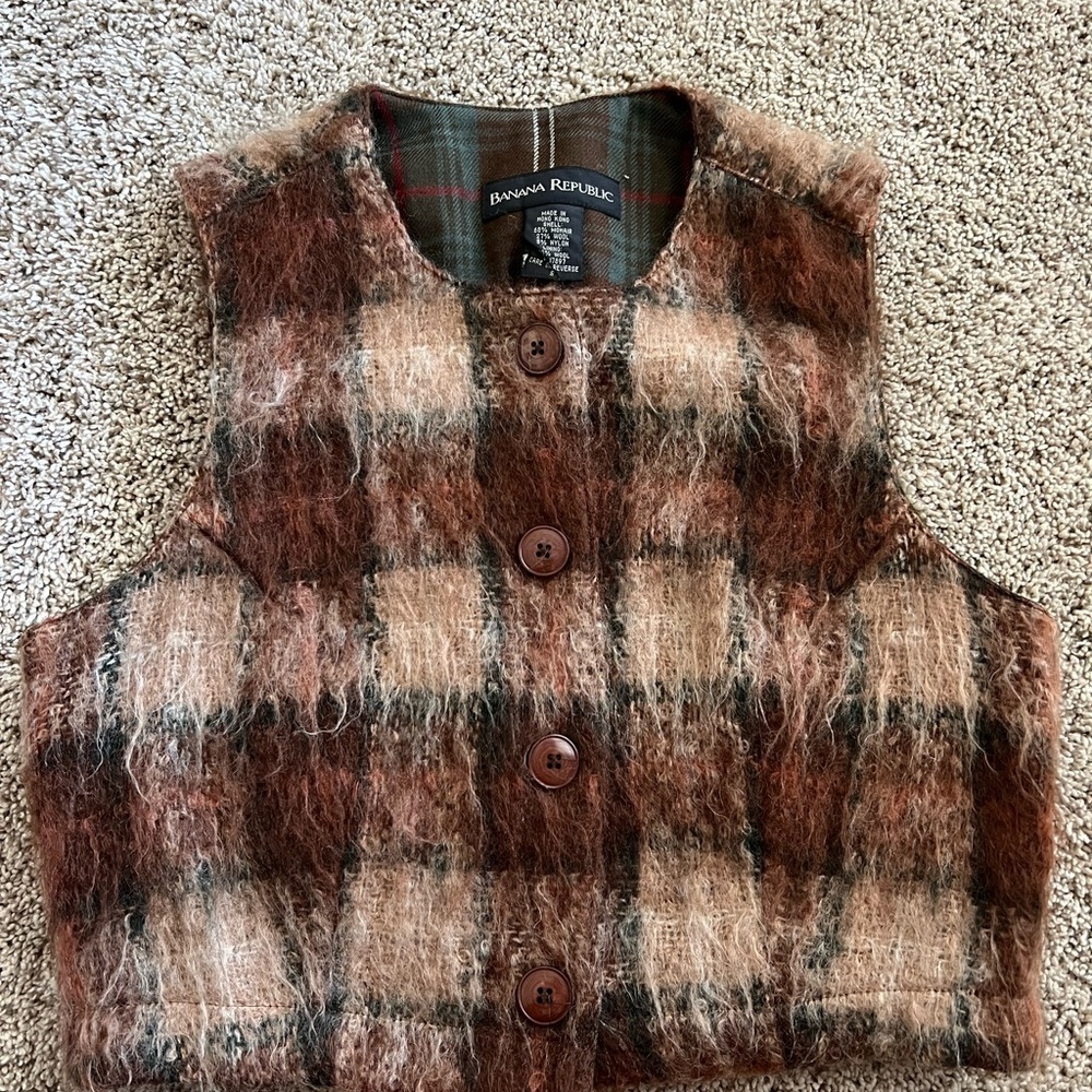Banana Republic Checkered Wool + mohair Vest